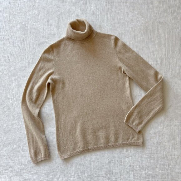 Charter Club cashmere sweater beige turtleneck cable knit - Picture 2 of 9